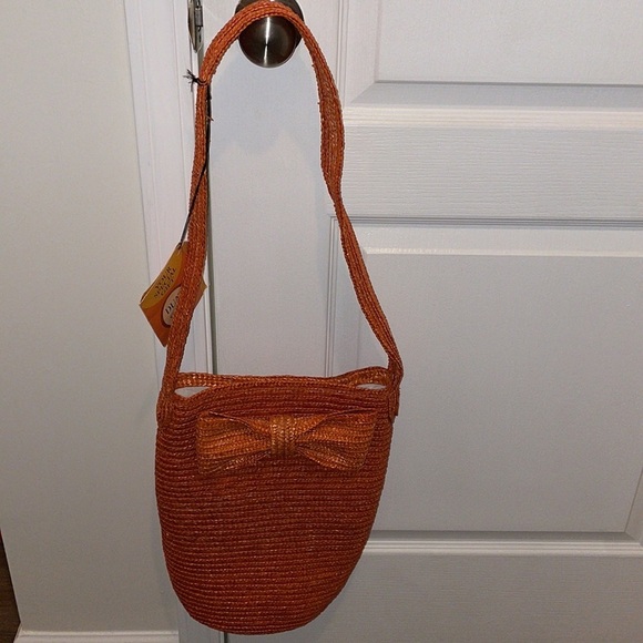 CHRISTIAN DIOR perfumes orange straw Lined bag - Picture 1 of 5